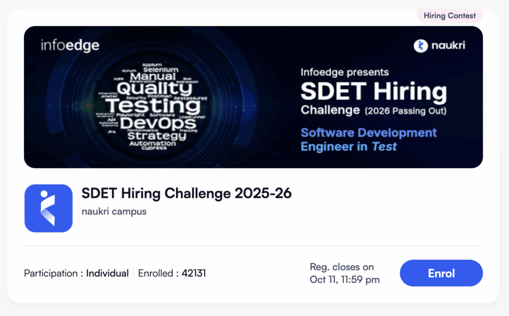Naukri Campus SDET Challenge 2025-26