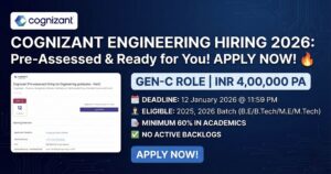 Cognizant GenC Hiring 2026: Engineering Graduates (2024 & 2025 Batch) | 4 LPA 1 Cognizant GenC