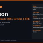 Pearson Apprentice Hiring 2026 | Cloud, SWE, DevOps & SRE | Bangalore — Apply Now
