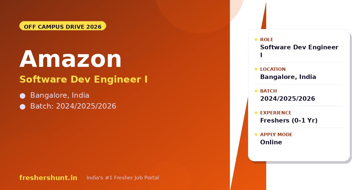 Amazon Off Campus Drive 2026 | Software Dev Engineer I | Bangalore ...