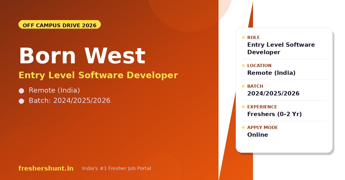 Born West Off Campus Drive 2026 | Entry Level Software Developer | Remote — Apply Now 1 Born West Off Campus Drive 2026 Entry Level Software Developer Remote