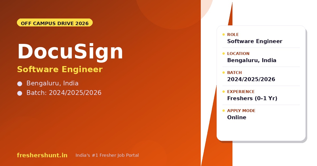 DocuSign Off Campus Drive 2026 | Software Engineer | Bengaluru — Apply Now 1 DocuSign Off Campus Drive 2026 Software Engineer Bengaluru
