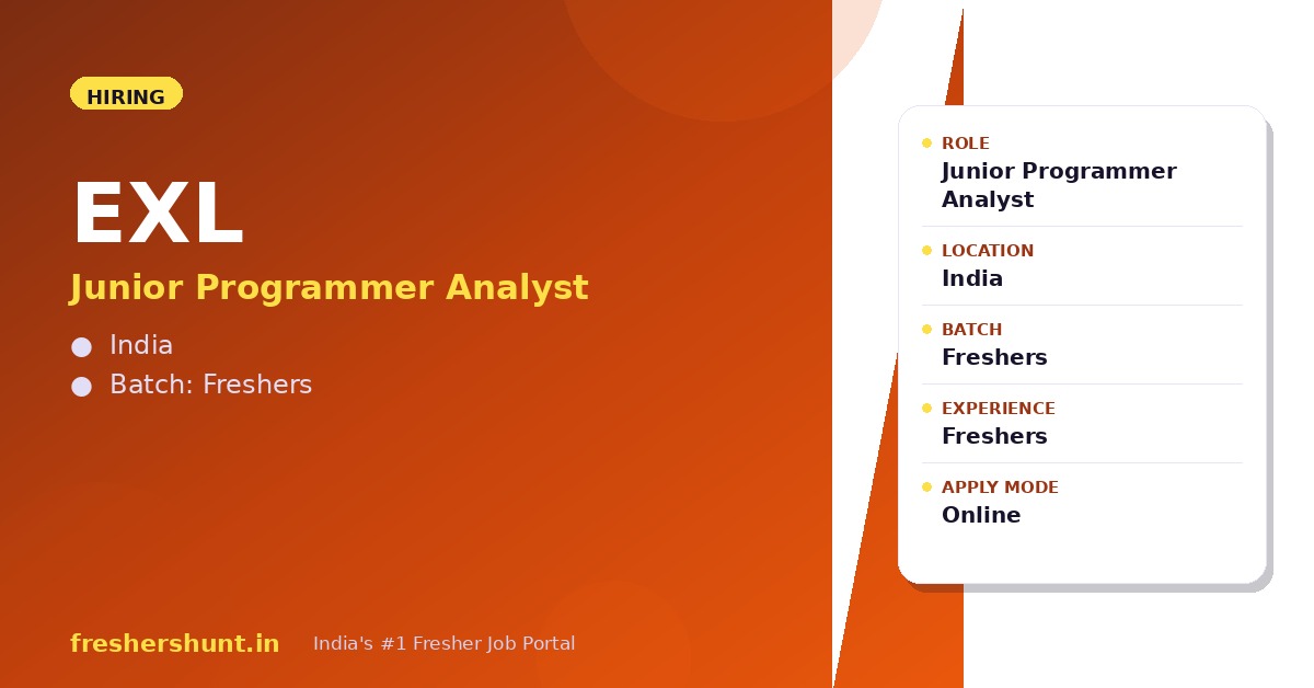 EXL Junior Programmer Analyst 2026 | SSRS / Power BI | India