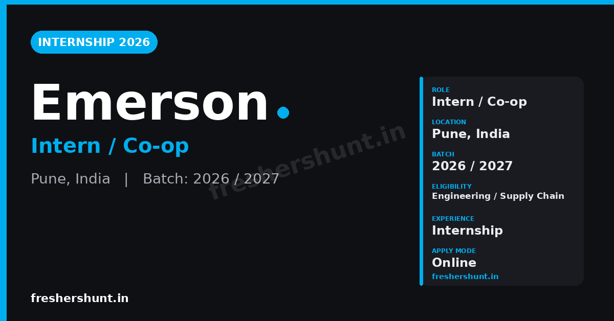 Emerson Off Campus Drive 2026 | Intern / Co-op | Pune — Apply Now 1 Emerson Off Campus Drive 2026 Intern Co-op hiring Pune