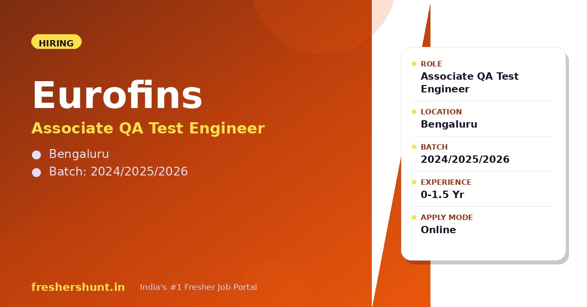 Eurofins Off Campus Drive 2026 | Associate QA Test Engineer | Bengaluru — Apply Now 1 Eurofins Off Campus Drive 2026 Associate QA Test Engineer hiring Bengaluru