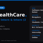 GE Healthcare Internship 2026 | Software Intern + Intern | Bengaluru — Apply Now