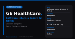 GE Healthcare Internship 2026 Software Intern hiring Bengaluru