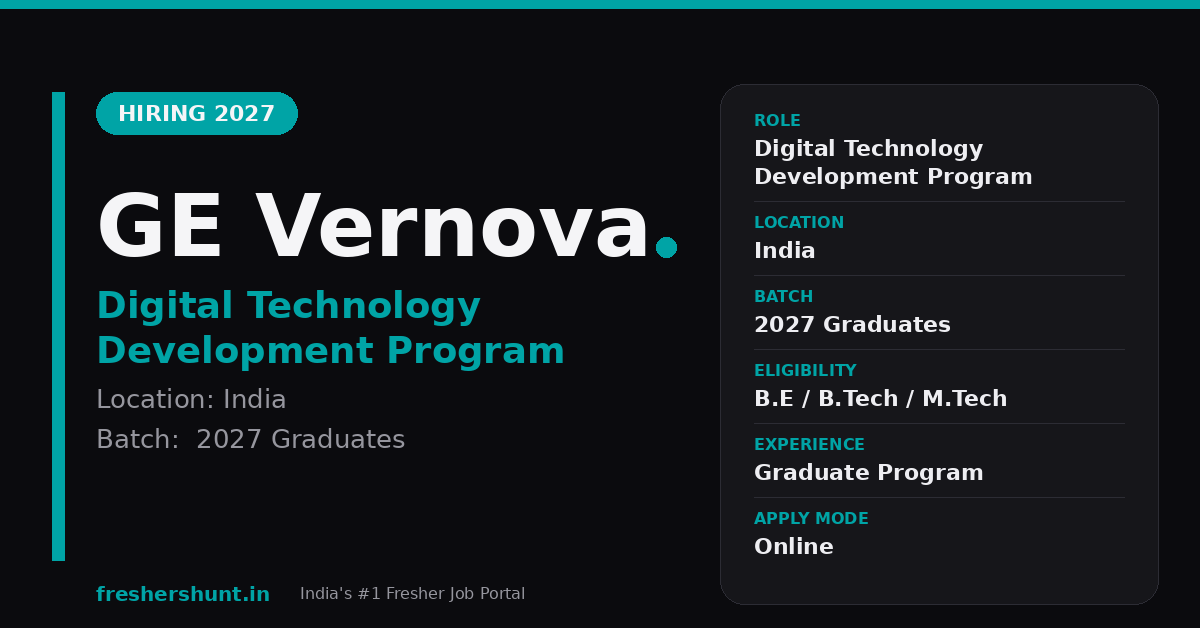 GE Vernova Digital Technology Program 2027 | India — Apply Now 1 GE Vernova Digital Technology Development Program 2027 hiring India