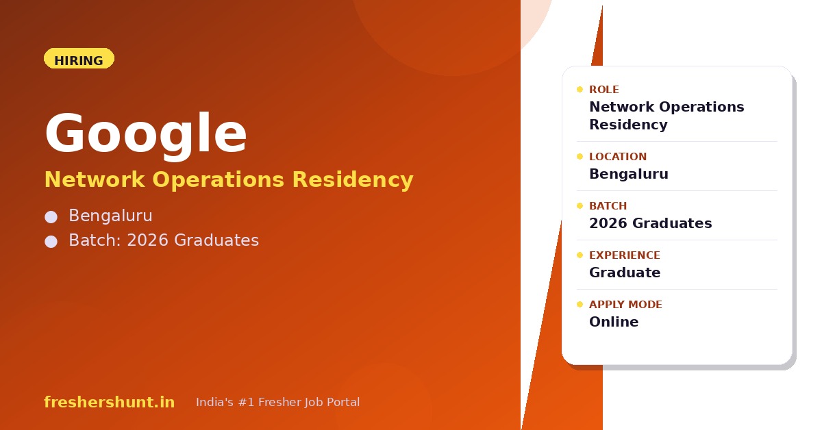 Google Network Operations Residency 2026 | University Graduate | Bengaluru — Apply Now 1 Google Network Operations Residency 2026 university graduate hiring Bengaluru