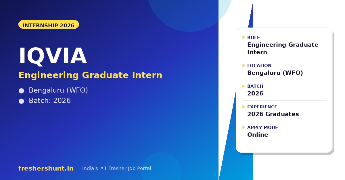IQVIA Internship 2026 | Engineering Graduate Intern | Bengaluru — Apply Now 1 IQVIA Internship 2026 Engineering Graduate Intern Bengaluru