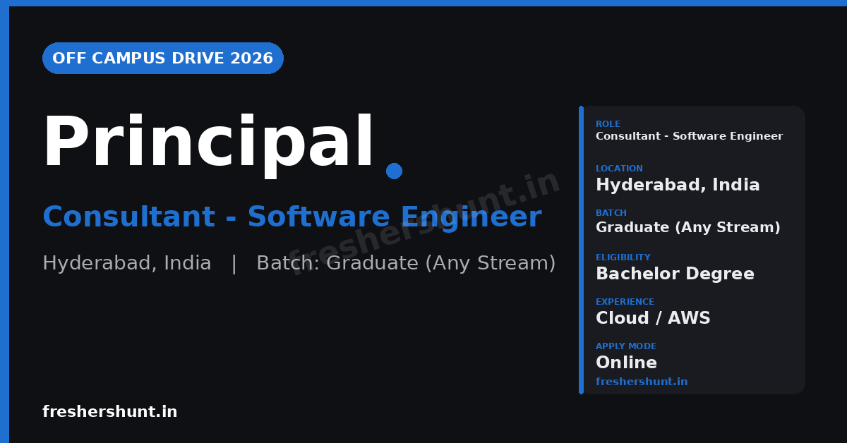 Principal Software Engineer 2026 | Consultant - Software Engineer | Hyderabad — Apply Now 1 Principal Software Engineer 2026 hiring Hyderabad