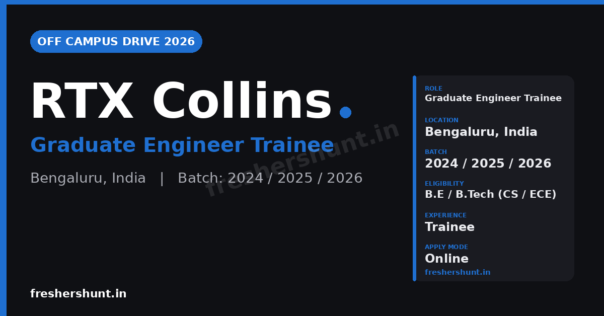 RTX Graduate Engineer Trainee 2026 | Collins Aerospace | Bengaluru — Apply Now 1 RTX Graduate Engineer Trainee 2026 Collins Aerospace hiring Bengaluru