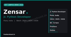 Zensar Off Campus Drive 2026 Jr Python Developer hiring Pune