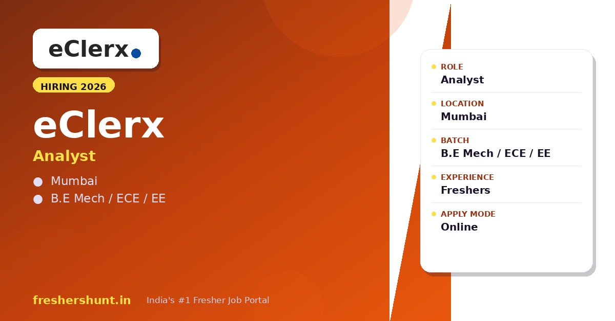 eClerx Analyst 2026 | Mumbai | B.E Mechanical / ECE — Apply Now 1 eClerx Analyst 2026 product data hiring Mumbai