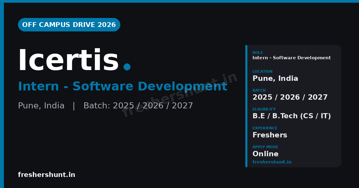 Icertis Off Campus Drive 2026 | Intern Development | Pune — Apply Now 1 Icertis Off Campus Drive 2026 Intern Development Pune