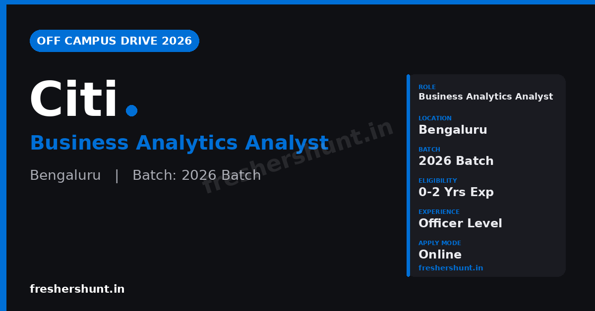 Citi Business Analyst Officer 2026 | Business Analytics Analyst | Bengaluru — Apply Now 1 Citi Business Analyst Officer 2026