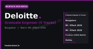 Deloitte Graduate Engineer 2026 hiring banner Bangalore BE BTech