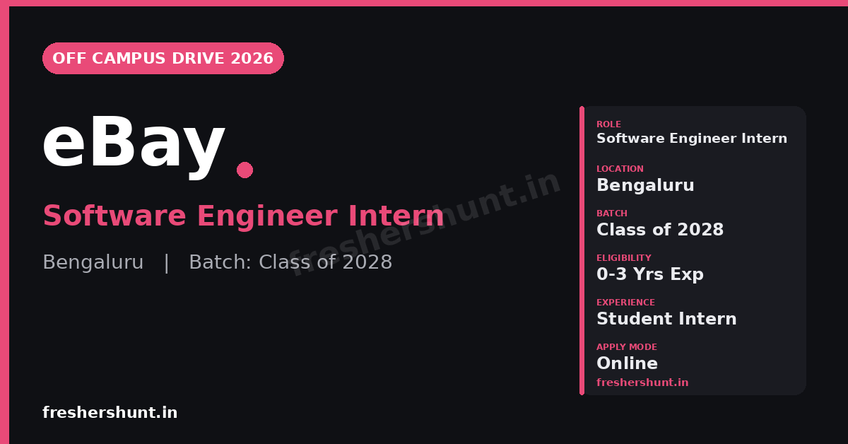 eBay Off Campus Drive 2026 | Software Engineer Intern | Bengaluru — Apply Now 1 eBay Off Campus Drive 2026