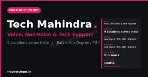 Tech Mahindra Walk in Drive 2026 walk-in drive across 9 locations banner