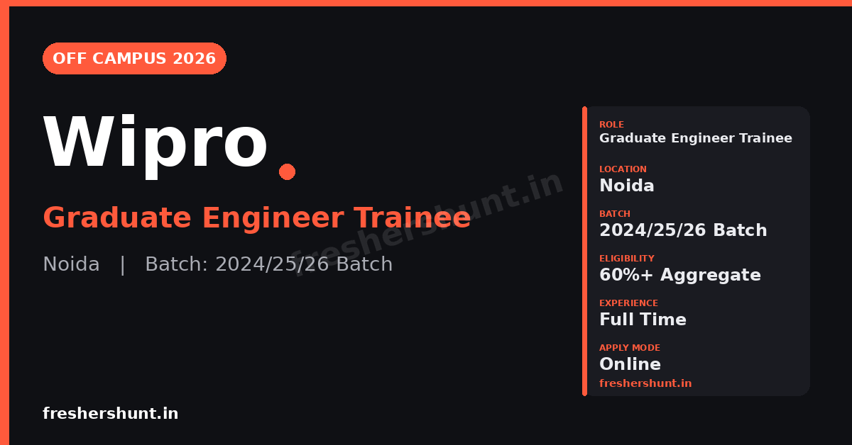 Wipro Graduate Engineer Trainee 2026 | Noida — Apply Now 1 Wipro Graduate Engineer Trainee 2026