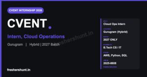 Cvent Internship 2026 Intern Cloud Operations Gurugram 2027 batch hiring banner