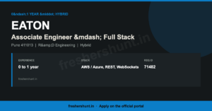 Eaton Associate Engineer 2026 full stack developer opening in Pune