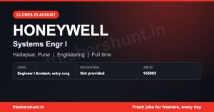 Honeywell Systems Engineer 2026 Systems Engr I opening in Pune
