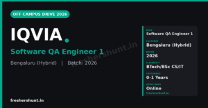 IQVIA Off Campus Drive 2026 - Software QA Engineer 1 Bengaluru