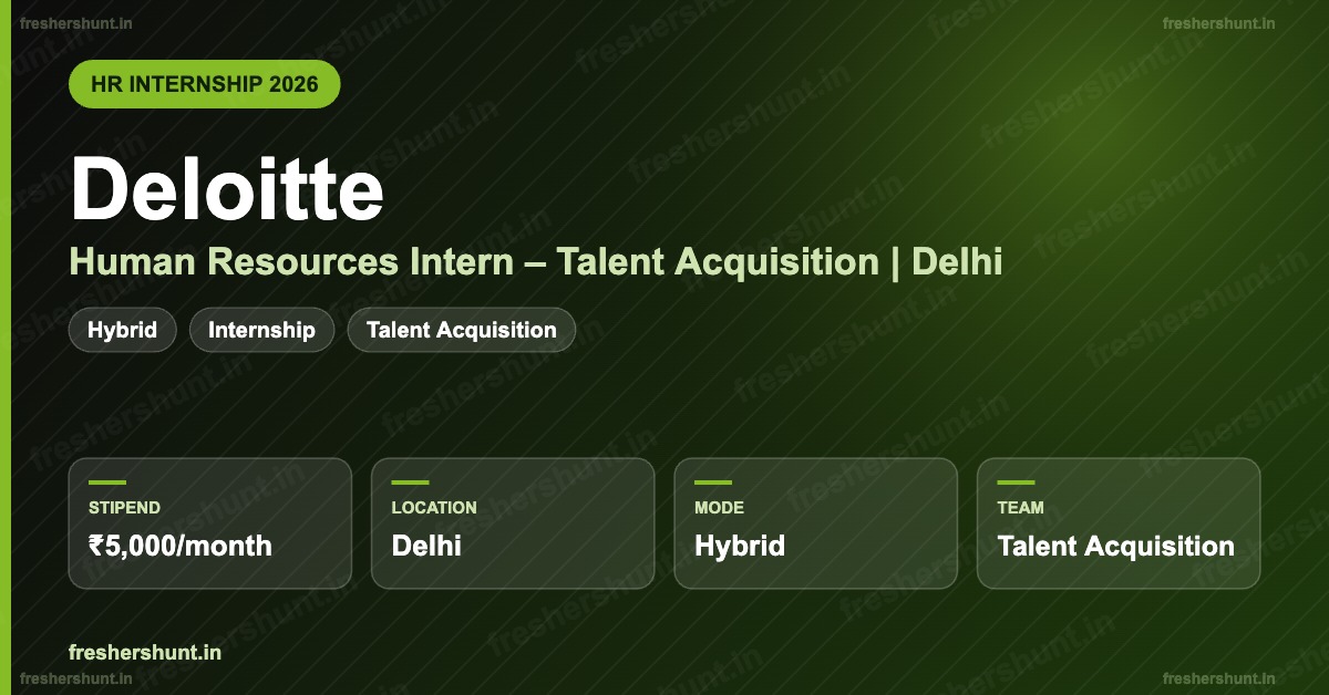Deloitte HR Internship 2026 | Human Resources Intern – Talent Acquisition | Delhi — Apply Now 1 Deloitte HR Internship 2026 Human Resources Intern Talent Acquisition Delhi