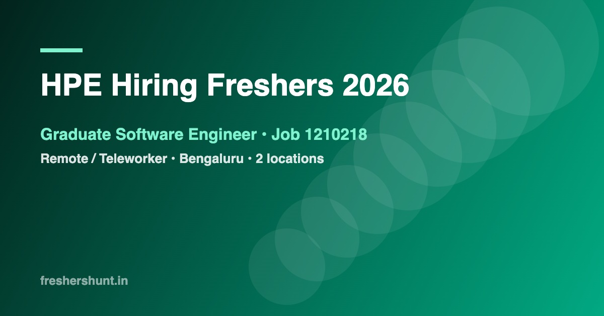 HPE Hiring Freshers 2026 | Graduate Software Engineer, Remote ...
