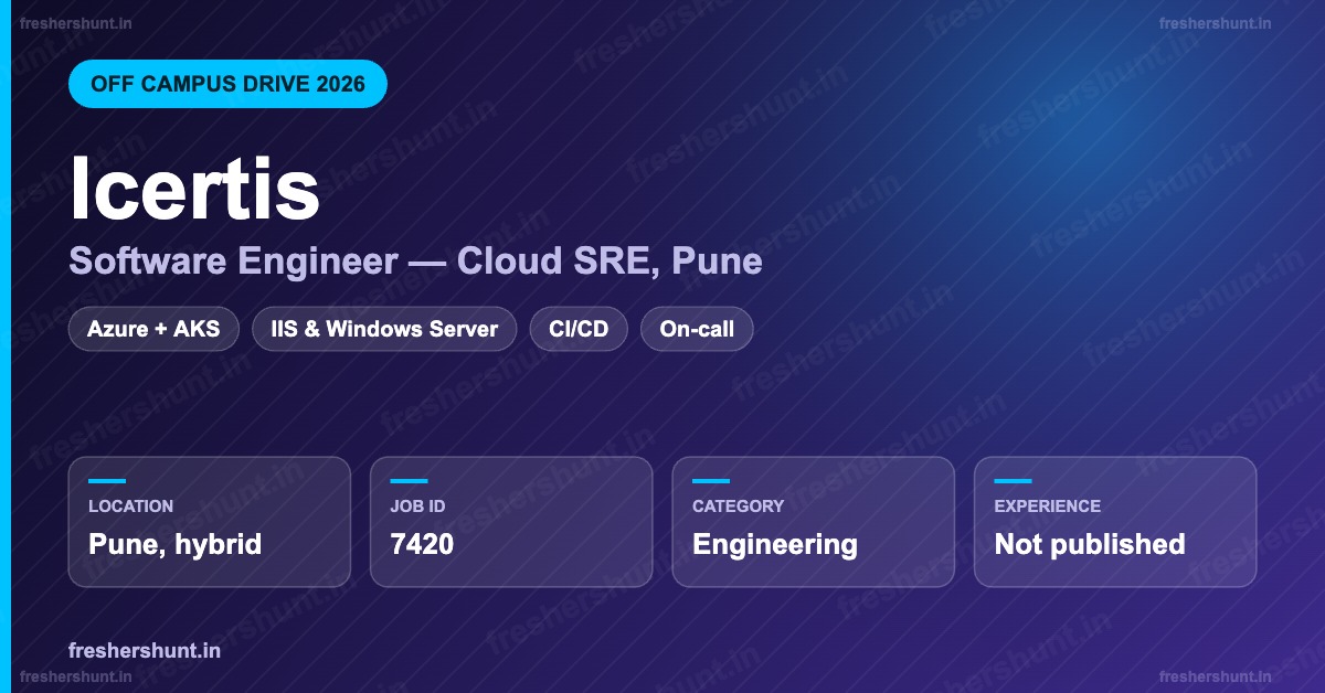 Icertis Off Campus Drive 2026 | Software Engineer Cloud SRE | Pune — Apply Now 1 Icertis Off Campus Drive 2026 Software Engineer Cloud SRE Pune hiring infographic