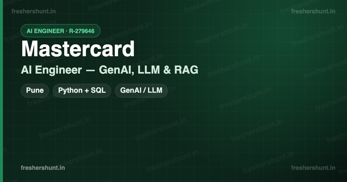 Basic Rag Agentic Rag Mastercard AI Engineer 2026 | GenAI, LLM & RAG | Pune — Apply Now