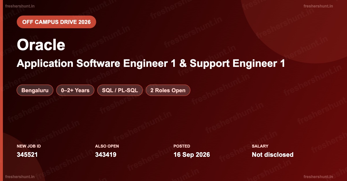 Oracle Off Campus Drive 2026 | 2 Roles Open | Bengaluru
