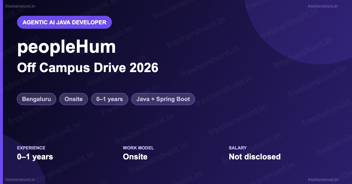 peopleHum Off Campus Drive 2026 | Agentic AI Java Developer | Bengaluru