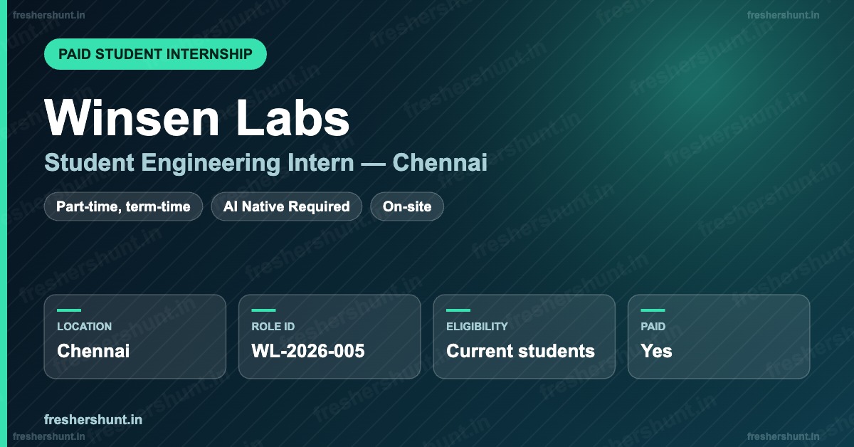 Winsen Labs Internship 2026 | Student Engineering Intern, Paid | Chennai — Apply Now 1 Winsen Labs Internship 2026 Student Engineering Intern Chennai hiring infographic