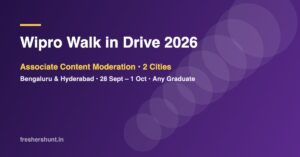 Wipro Walk in Drive 2026 Content Moderation Bengaluru and Hyderabad banner