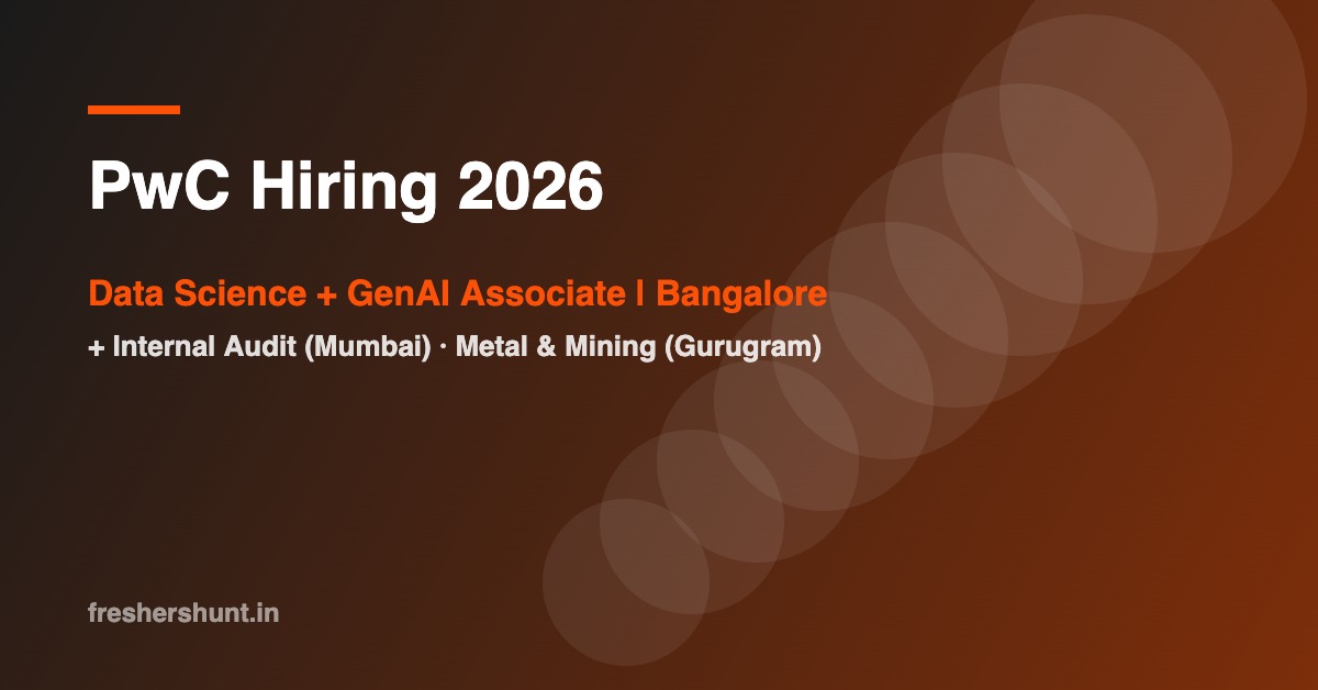 PwC Hiring 2026 | Data Science + GenAI Associate & 2 More Roles ...