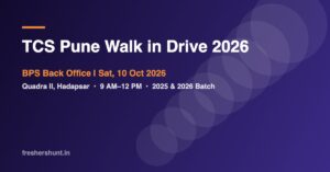 TCS Pune Walk in Drive 2026 BPS Quadra II Hadapsar 10 October banner