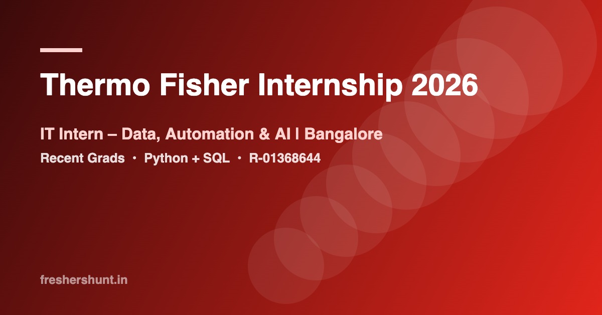 Thermo Fisher Internship 2026 | IT Intern – Data & AI | Bangalore ...